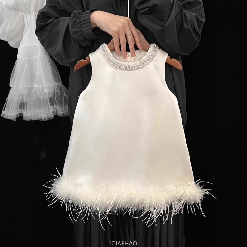 Baby Clothing Accessories - 2025 New Girls Satin Feather Princess